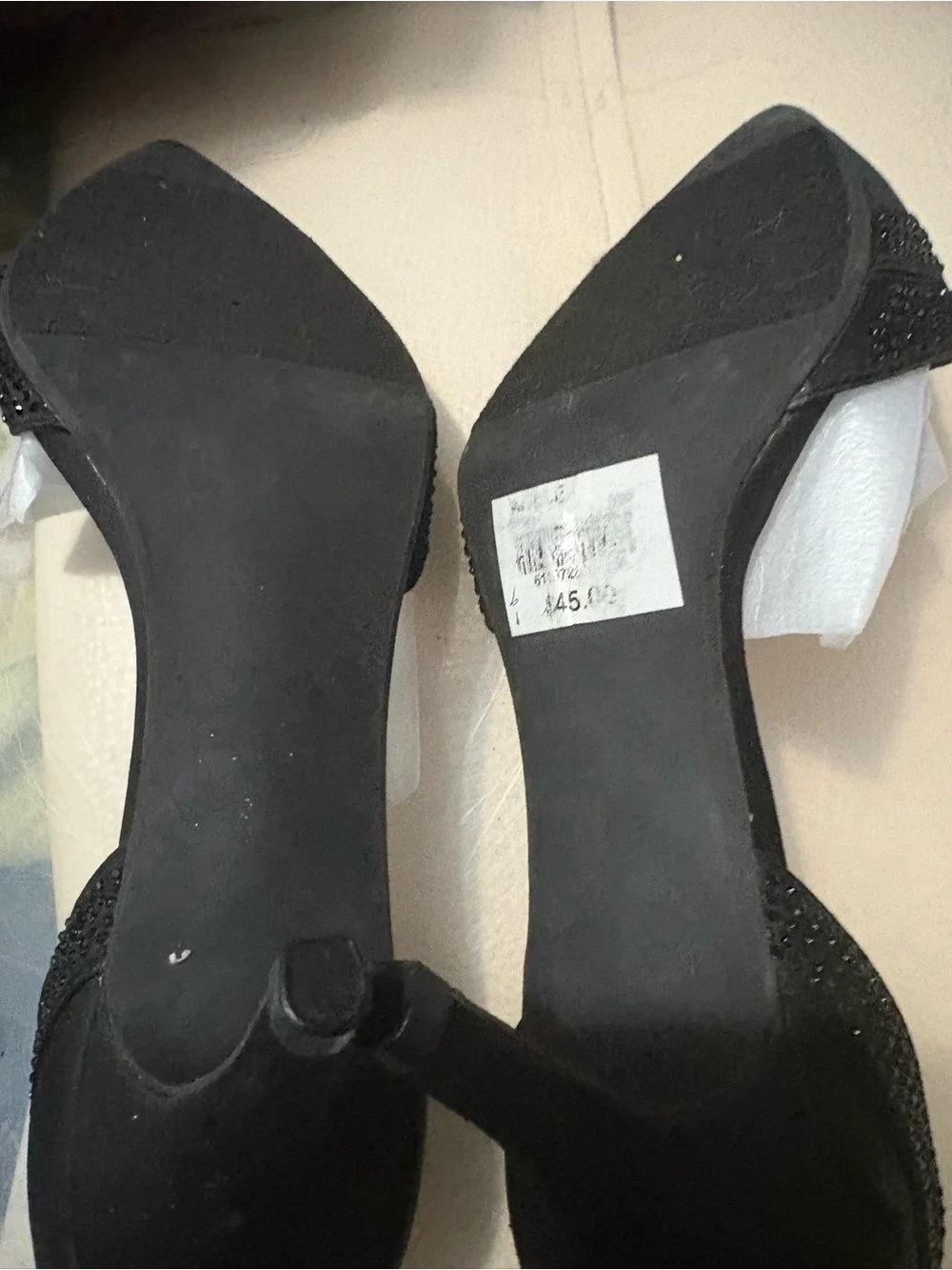Dress Barn Black Pointed D'Orsay Heels with Sparkle Trim